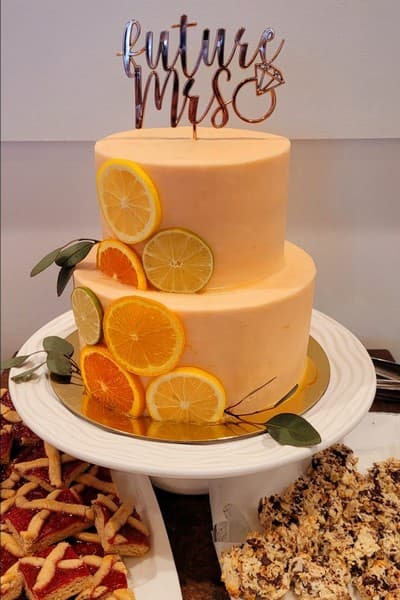 bachlorette cake made with oranges