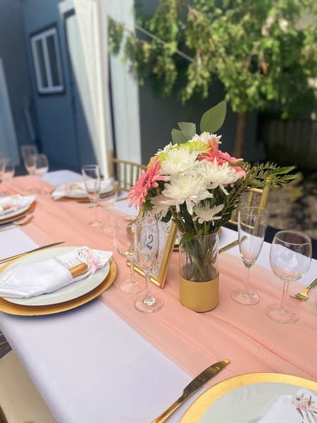 Dinner table setup floral themed